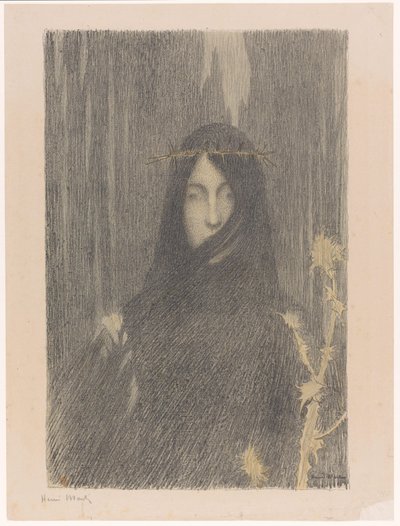 いばらの冠を持つ長い髪の女性 Femme coronnée d