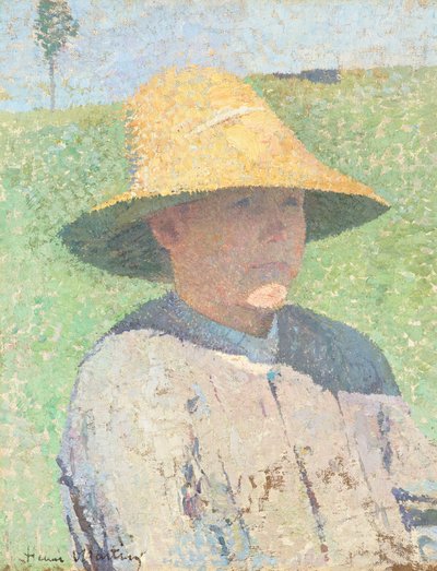 麦わら帽子をかぶった少年の肖像 1890年 （油彩・キャンバス） 作： Henri Jean Guillaume Martin