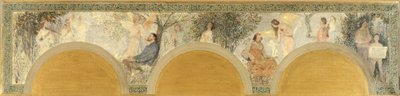 パリ市立美術館南玄関サロンのスケッチ：音楽と彫刻 作： Henri Jean Guillaume Martin