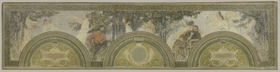 パリ市立美術館南玄関サロンのスケッチ：絵画 - 文学 作： Henri Jean Guillaume Martin