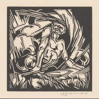 風の擬人化 作： Henri Jonas (signed by artist)