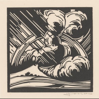 風景を襲う嵐 作： Henri Jonas (signed by artist)