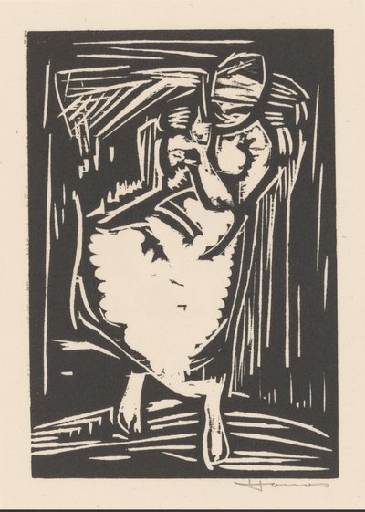 バッグを背負った女性 作： Henri Jonas (signed by artist)
