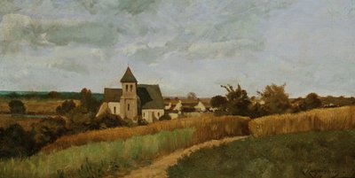 収穫時の村 作： Henri Joseph Harpignies