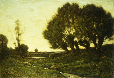 川のある森の風景、1903 作： Henri Joseph Harpignies