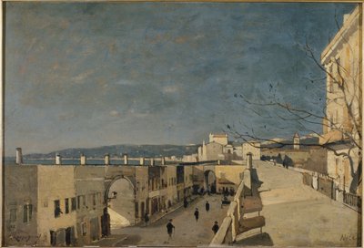 ニースの波止場、レ・ポンシェット 作： Henri Joseph Harpignies