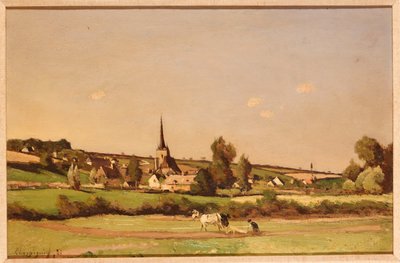 プローマンと向こうの村のある広大な景観 作： Henri Joseph Harpignies