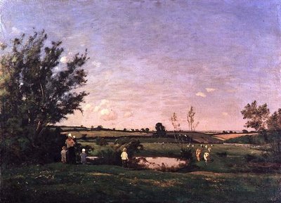 ヨンヌ県サンピエール村周辺（油彩・キャンバス） 作： Henri Joseph Harpignies