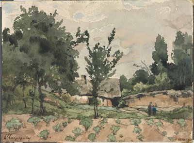 農家のある風景、1892年。 作： Henri Joseph Harpignies