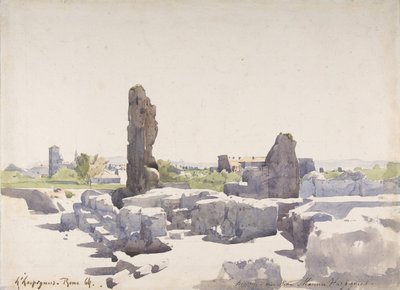 ドミティアヌス大聖堂とフラウィウス宮殿からのコロッセオの眺め、ローマ、1864年。 作： Henri Joseph Harpignies