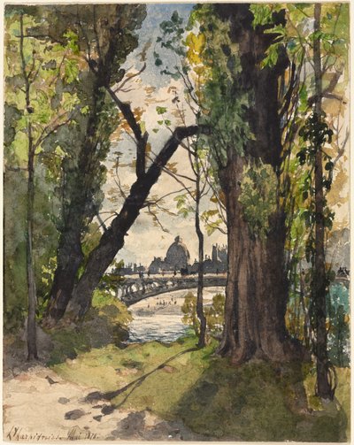 ポン・ロワイヤルのふもとから見たフランス学士院 作： Henri Joseph Harpignies