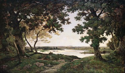 サンディ川のある森の風景、1882 作： Henri Joseph Harpignies