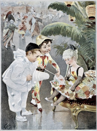 子供の衣装や仮面舞踏会（Geoffroyの絵、「フィガロ・イラスト」1901年5月号に掲載 作： Henri Jules Jean Geoffroy