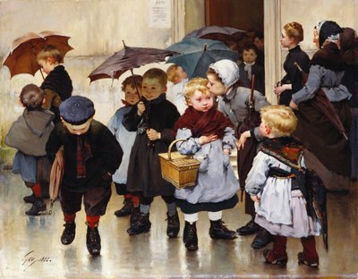 クラスを去る、1888 作： Henri Jules Jean Geoffroy