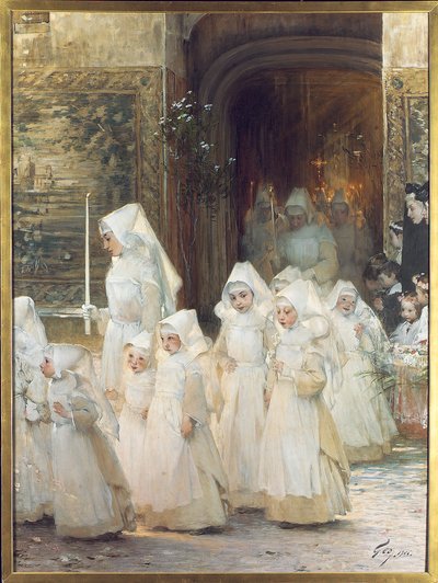 確認日の若い女の子の行列、L "hopital de Beaune、1906 作： Henri Jules Jean Geoffroy
