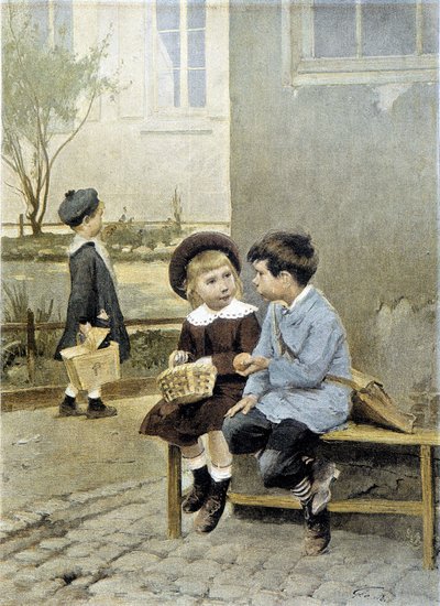 学校：自由な交流 - Geoffroy 作： Henri Jules Jean Geoffroy
