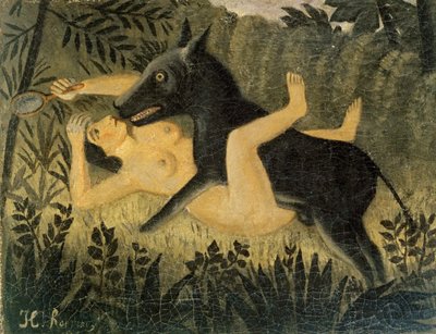 美女と野獣 美女と野獣、c。 1908年。 作： Henri Julien Félix Rousseau