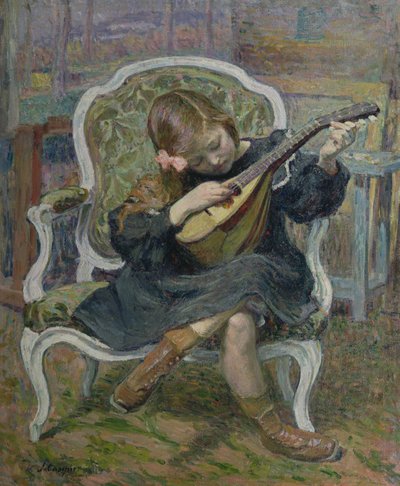 マンドリンを弾いている女の子 作： Henri Lebasque
