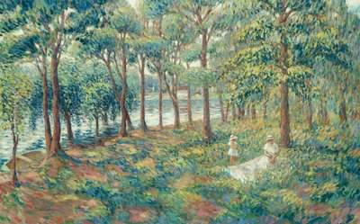 1899年、マルヌ川のほとりにいるレバスク夫人とその息子 作： Henri Lebasque