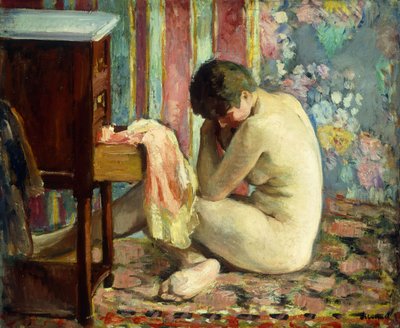 ピンクのシャツのヌード。 Nu a la Chemise Rose、1926 作： Henri Lebasque