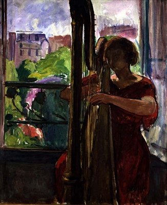 The Harpist（油彩・キャンバス） 作： Henri Lebasque