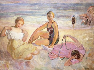 ビーチで3人の女性。ビーチで3人の女性、 作： Henri Lebasque