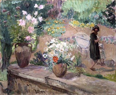 庭の女」（油彩・キャンバス） 作： Henri Lebasque