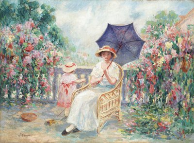 テラスで若い女の子と子供、1914-15 作： Henri Lebasque