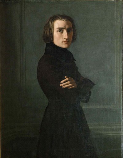 作曲家Franz Liszt 1811-1886、1839の肖像。 作： Henri Lehmann