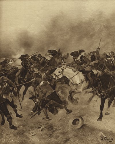 マーストンムーアの戦い、1644年（グラビア版） 作： Henri Louis Dupray