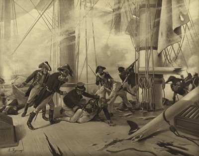 トラファルガーの戦い、1805年（グラビア） 作： Henri Louis Dupray
