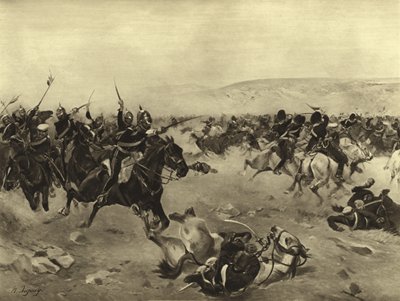 重い旅団の突撃、バラクラバの戦い、1854年（グラビア） 作： Henri Louis Dupray