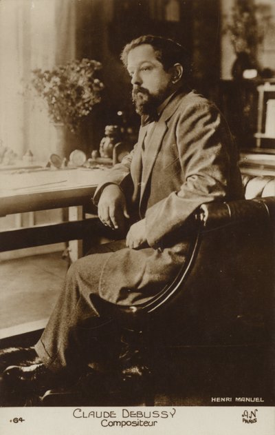 クロード・ドビュッシー、フランスの作曲家 (1862-1918) (白黒写真) 作： Henri Manuel