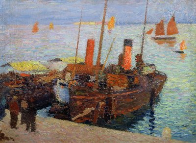 サンマロ湾のボート、1910年頃 作： Henri Martin