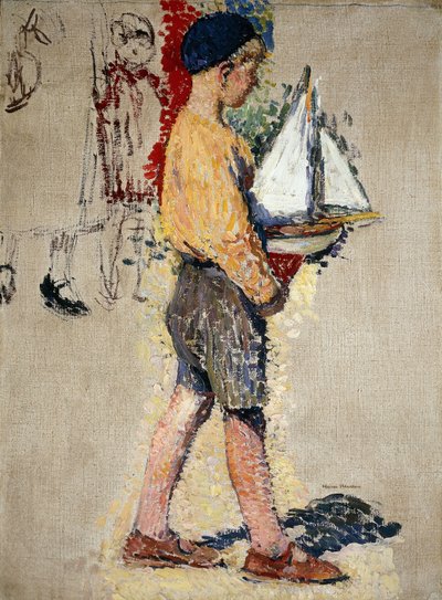 ボートを持つ少年。ボートを持つ少年、 作： Henri Martin