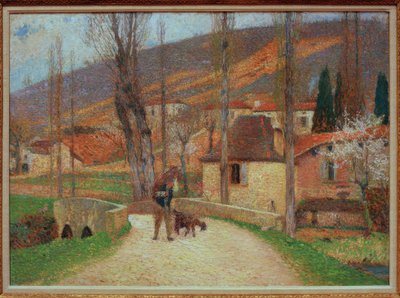 村に入る農民 作： Henri Martin