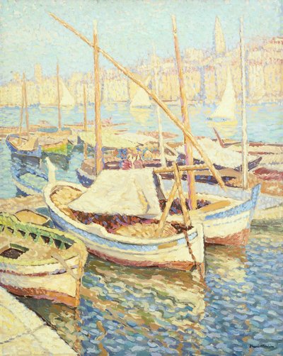 マルセイユ港（キャンバスに油彩） 作： Henri Martin