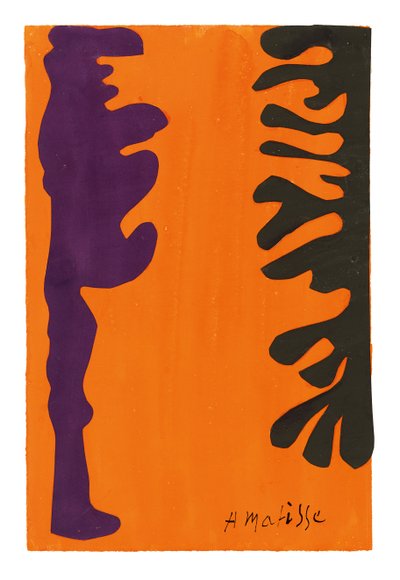 オレンジ地に黒と紫のアラベスク 作： Henri Matisse