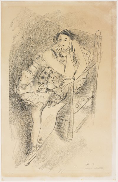 木の椅子に座るダンサー 作： Henri Matisse