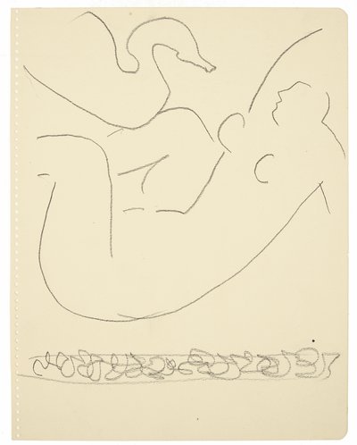 習作（レダと白鳥）（紙に黒コンテ・クレヨン） 作： Henri Matisse