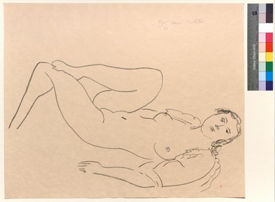 足を曲げて横たわる裸の女性 作： Henri Matisse