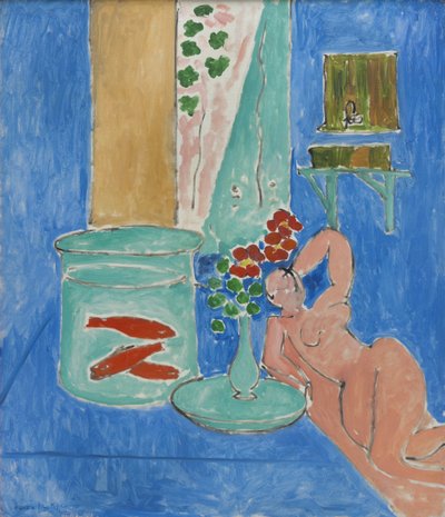 金魚と彫刻 作： Henri Matisse