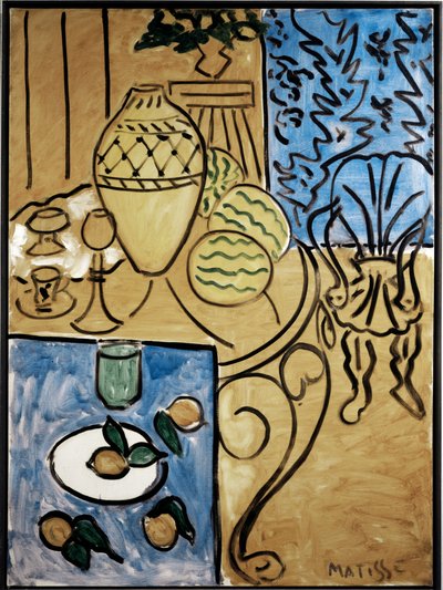 インテリア、イエロー＆ブルー 作： Henri Matisse