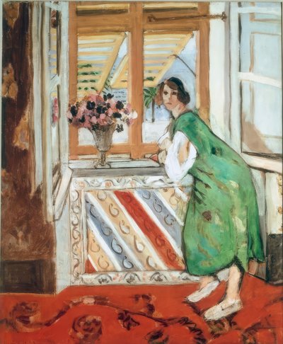 ニースのインテリア、あるいは、緑色のドレスに身を包んだ若い女性。 作： Henri Matisse