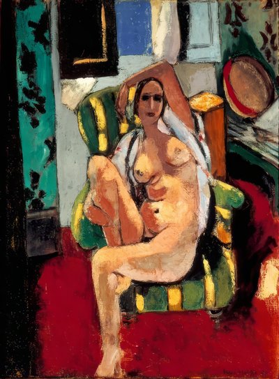 タンバリンを持って座るヌード 作： Henri Matisse
