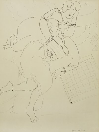 Odalisques with Checkerboard, c.1928 （紙にペンと黒インク） 作： Henri Matisse