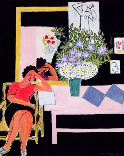 黒背景の読者 作： Henri Matisse