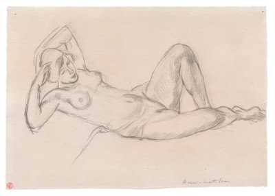 膝を上げたリクライニングする女性ヌード 作： Henri Matisse