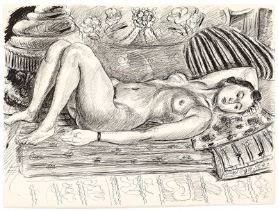ブラゼロに横たわる裸婦 1926-1927年頃 紙にペン、墨 作： Henri Matisse