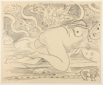 果物の入った鉢を持つ横たわる裸婦 作： Henri Matisse